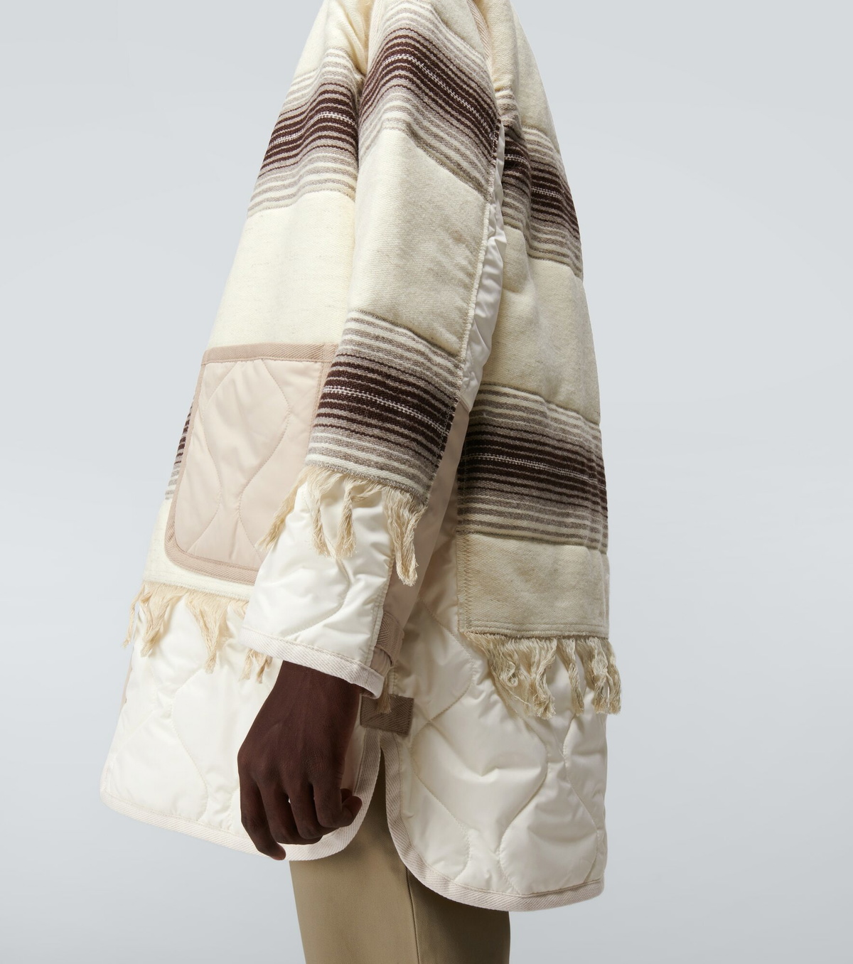 Junya Watanabe - Fringe-trimmed striped jacket Junya Watanabe