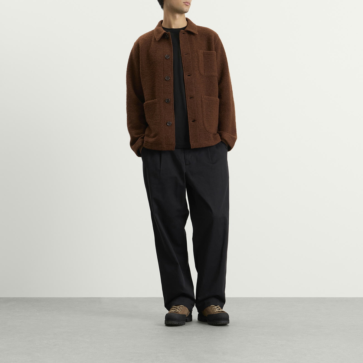 Universal Works Men's Wool Fleece Field Jacket in Cacao