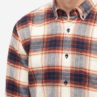 Portuguese Flannel Men's Anonimo Button Down Check Shirt in Ecru/Orange/Navy