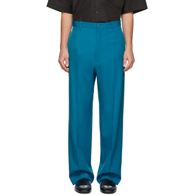 Photo: Balenciaga Blue Wool Baggy Tailored Trousers