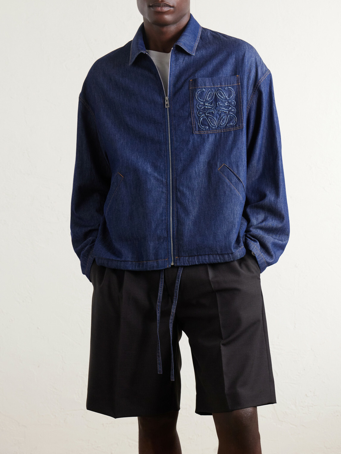 LOEWE - Anagram-Appliqué Cotton Chambray Jacket - Blue