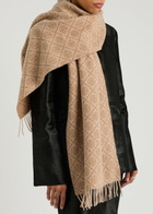 Tory Burch Logo-monogrammed Wool-blend Scarf - Camel - One Size