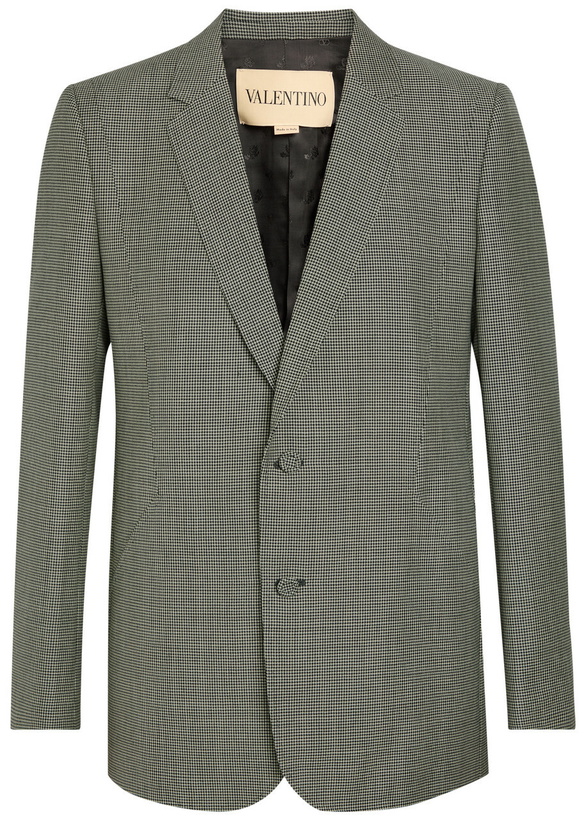 Photo: Valentino Garavani Houndstooth Wool Blazer Grey