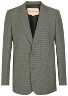 Valentino Garavani Houndstooth Wool Blazer Grey