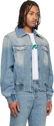 Balmain Blue Cropped Lined Denim Jacket