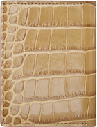 TOM FORD Tan Shiny Croc 'T Line' Folding Card Holder