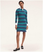 Brooks Brothers Women's Cotton Pique Rugby Stripe Dress | Teal