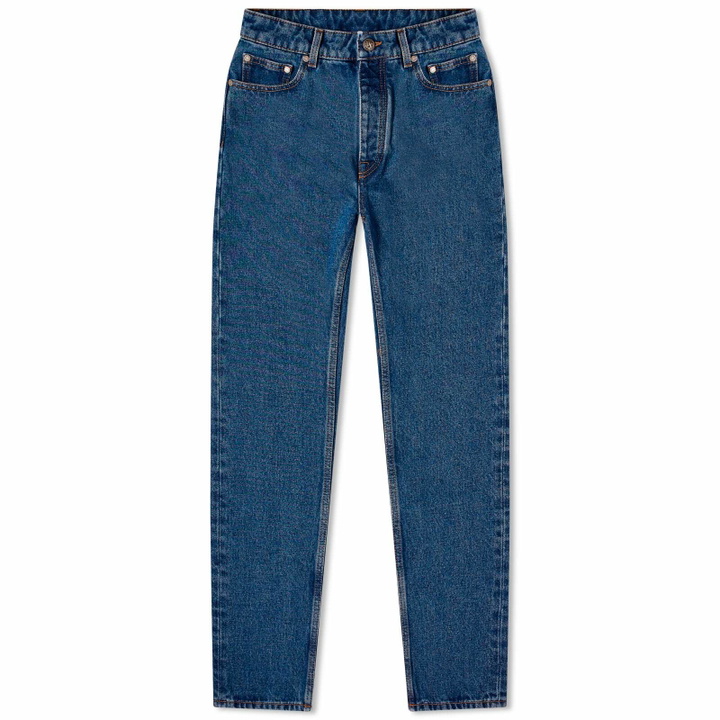 Photo: Palm Angels Men's Straight Leg Jeans in Blue
