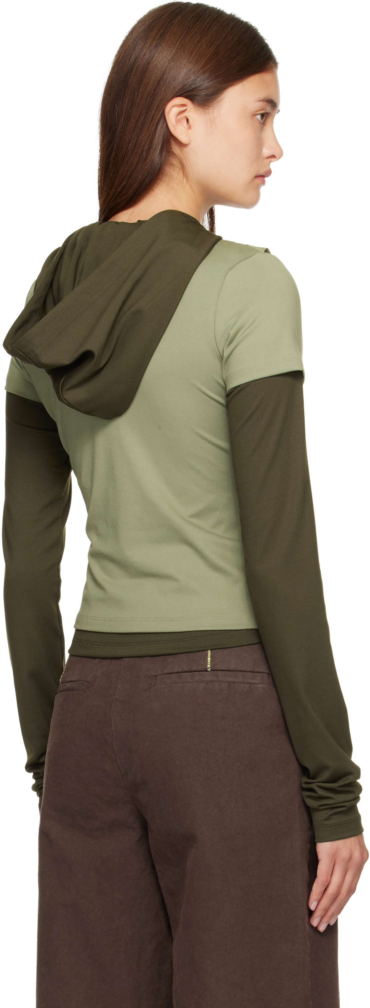 Andersson Bell Khaki Gathered Jersey Hoodie & T-shirt Set