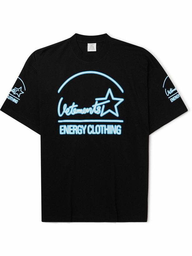 Photo: VETEMENTS - Oversized Logo-Print Cotton-Jersey T-Shirt - Black