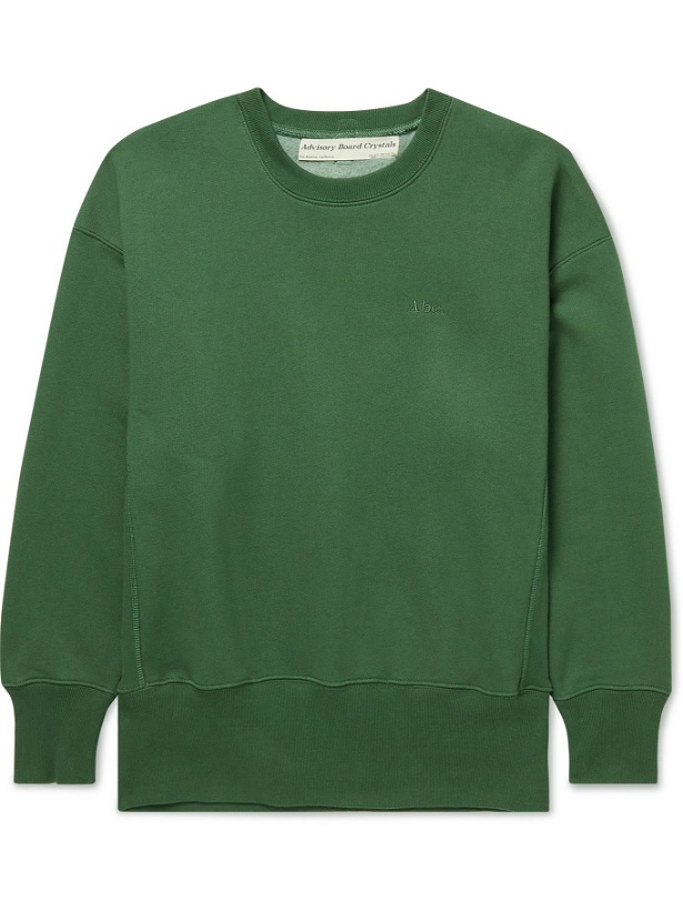 Photo: Abc. 123. - Webbing-Trimmed Logo-Embroidered Cotton-Blend Jersey Sweatshirt - Green