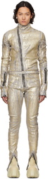 Rick Owens Gold Hollywood Flightsuit Denim Jumpsuit