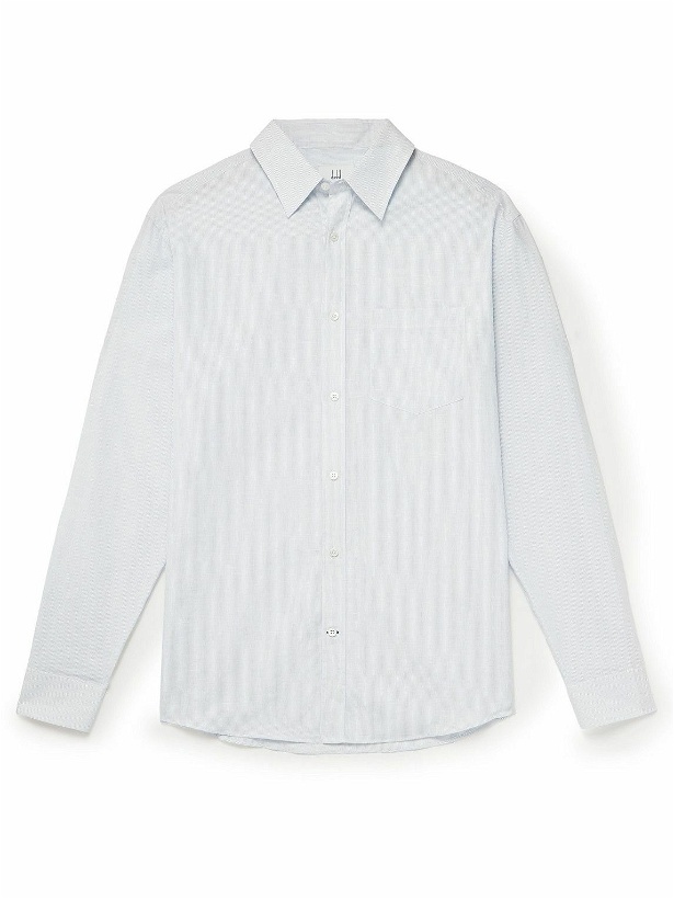 Photo: Dunhill - Striped Cotton and Linen-Blend Shirt - Blue