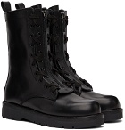 Valentino Garavani Black Leather Combat Boots