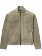 Zegna - Slim-Fit Suede Biker Jacket - Neutrals