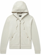 TOM FORD - Leather-Trimmed Cashmere Zip-Up Hoodie - Neutrals