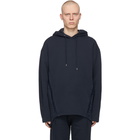 Helmut Lang Navy Laced Hoodie