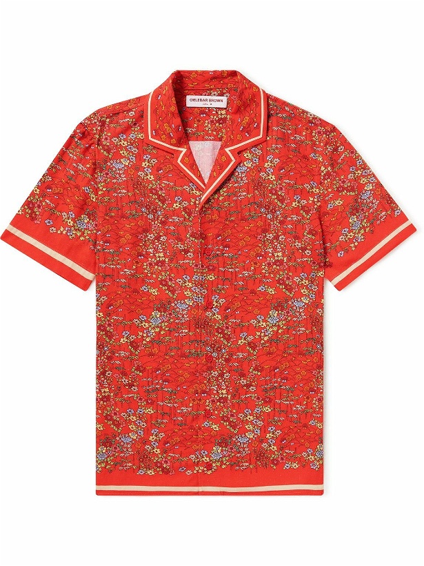 Photo: Orlebar Brown - Hibbert Camp-Collar Floral-Print Voile Shirt - Red