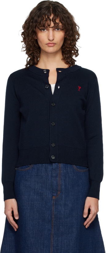 Photo: AMI Paris Navy Wool Crewneck Ami de Coeur Cardigan