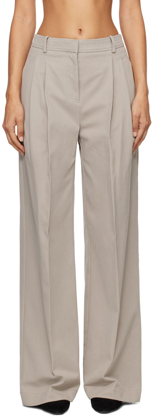 BOSS Gray Cotton Twill Trousers