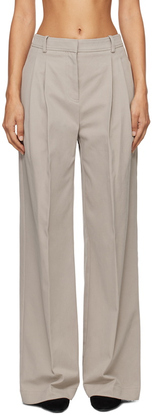 Photo: BOSS Gray Cotton Twill Trousers