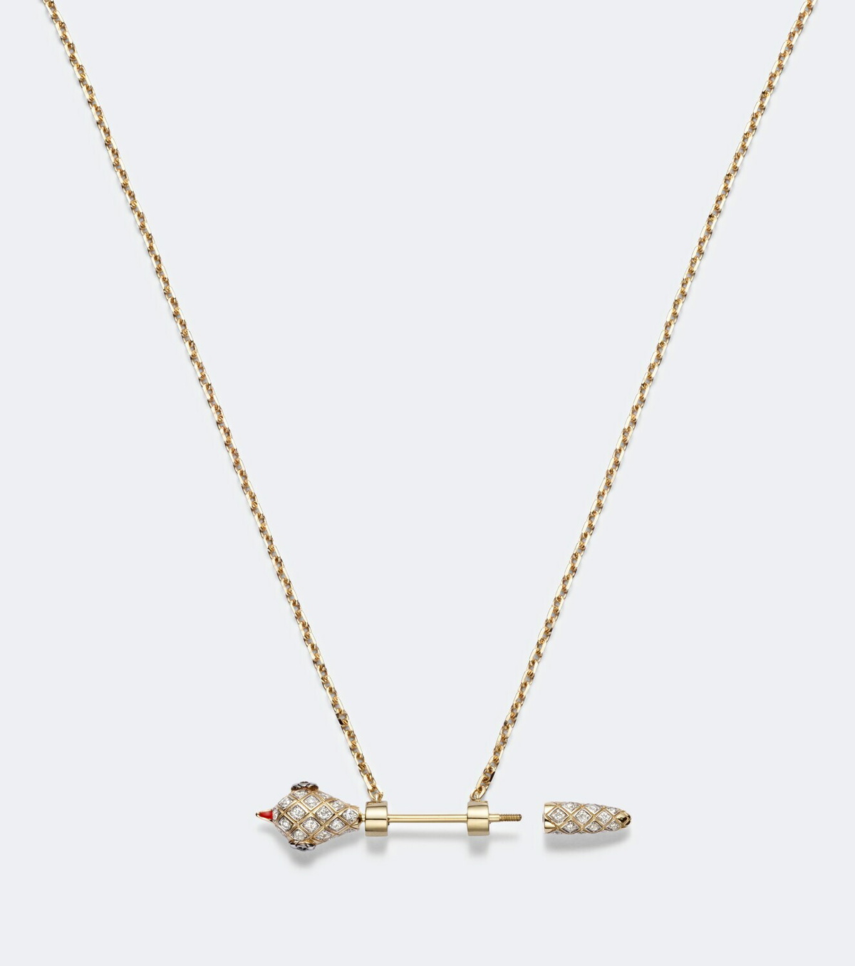 Yvonne Léon Python 9kt gold and enamel pendant necklace with diamonds