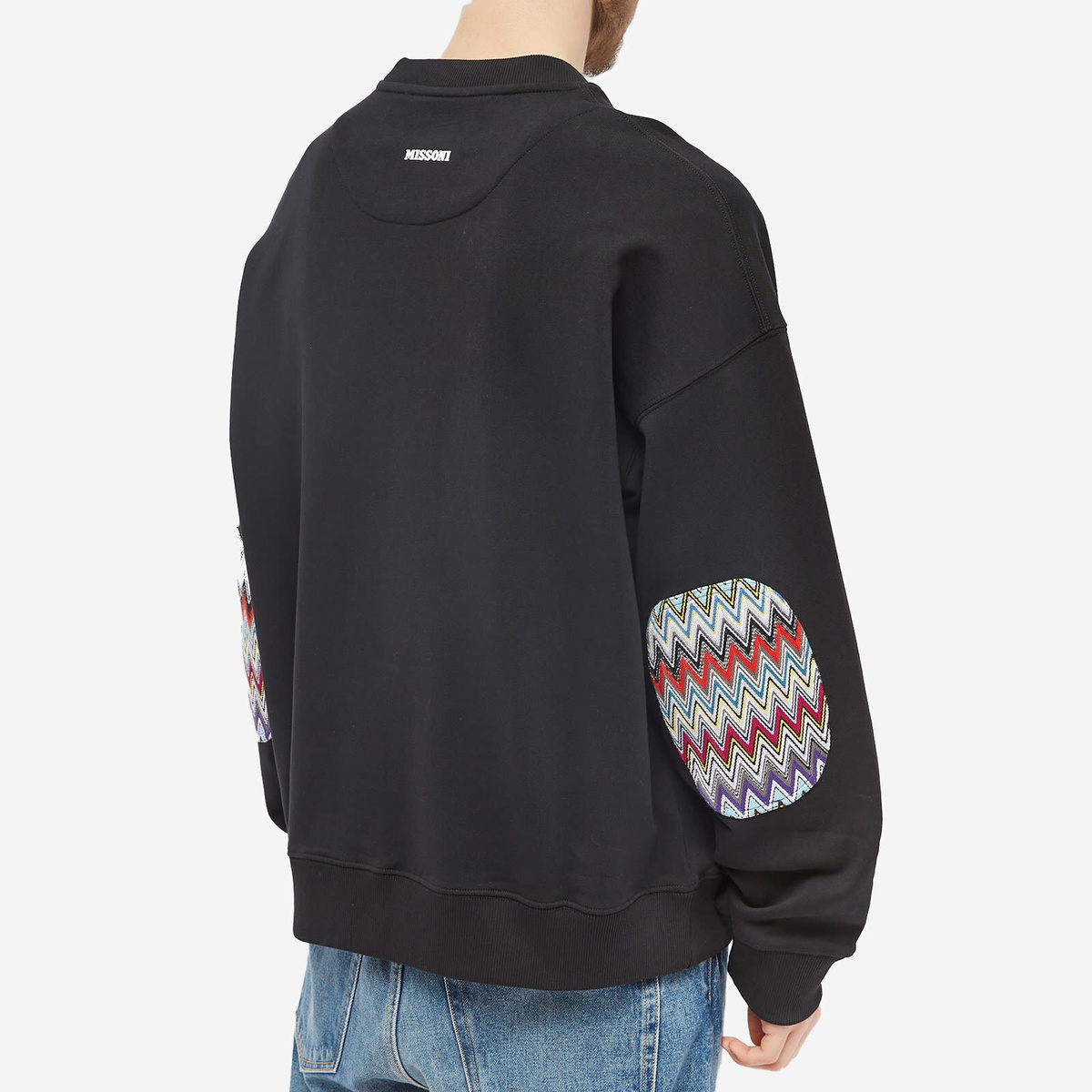 Missoni Men's Knitted Insert Crew Sweat in Black With Raschel