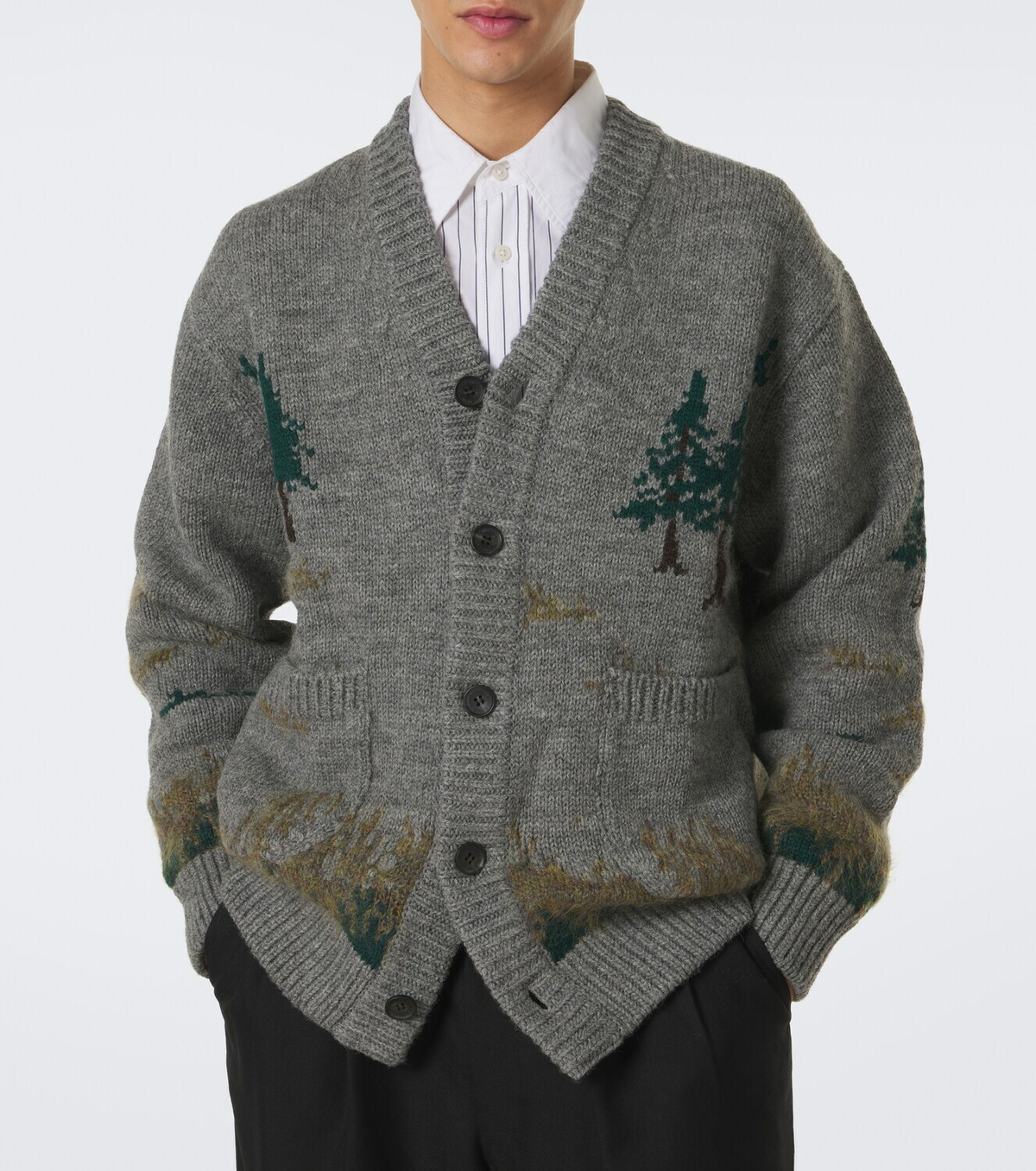 Junya Watanabe Intarsia wool and mohair-blend cardigan