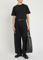 Studio Nicholson Peached Pleated Wide-leg Cotton-twill Trousers Black