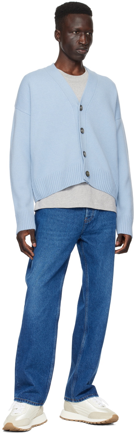 AMI Paris Blue Cropped Cardigan AMI