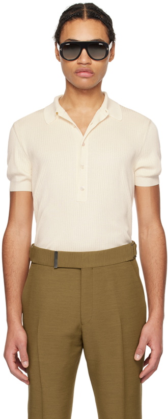 Photo: TOM FORD Off-White Ribbed Polo