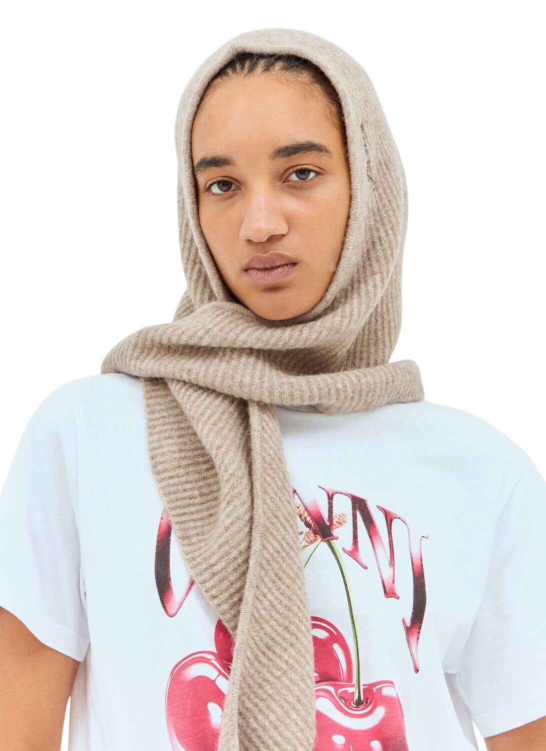 GANNI Pink Soft Wool Balaclava GANNI