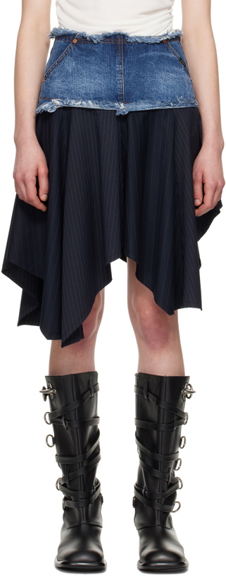 Photo: Andersson Bell Navy Combination Fairy Denim Midi Skirt