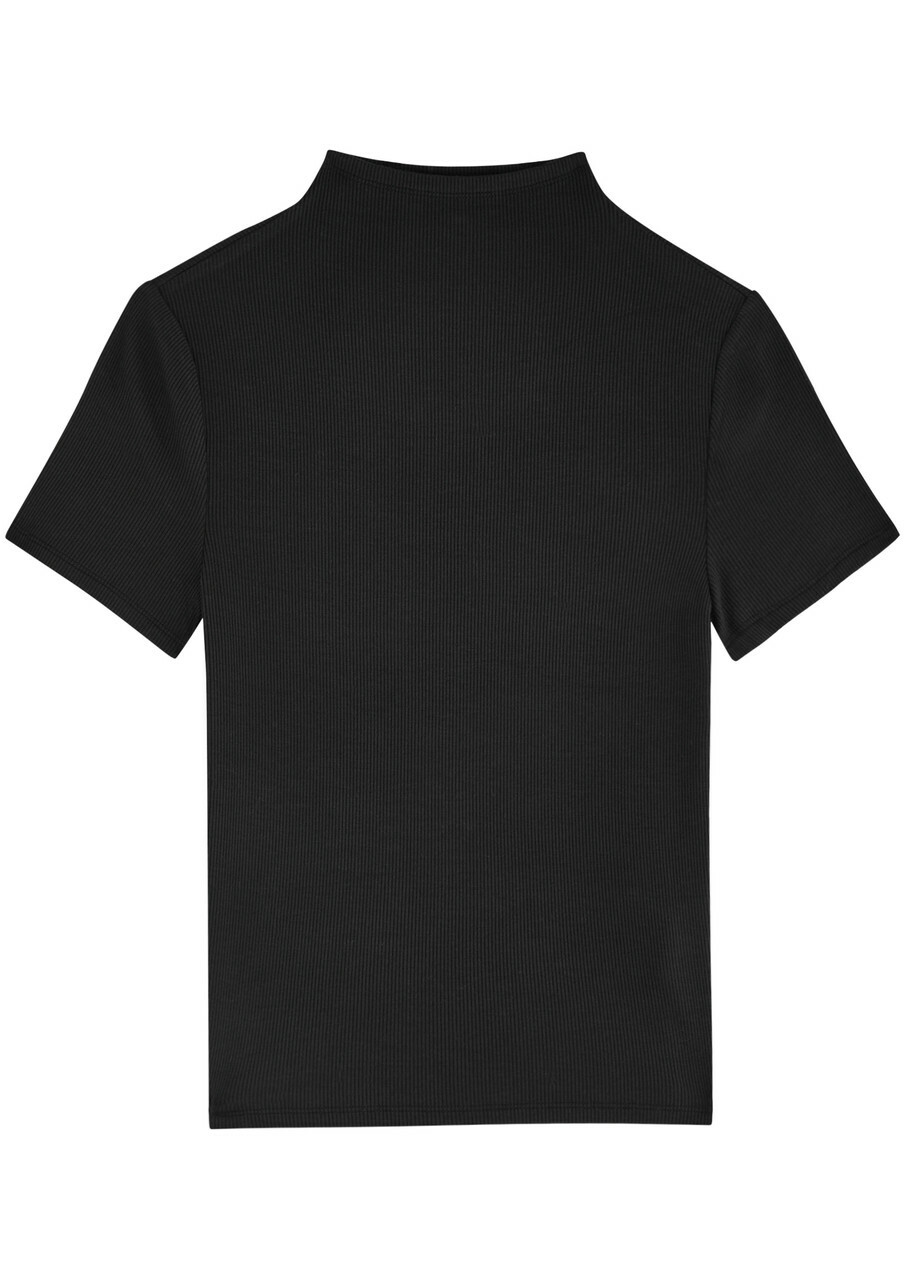 Paige Blanche Ribbed Stretch-jersey T-shirt Black
