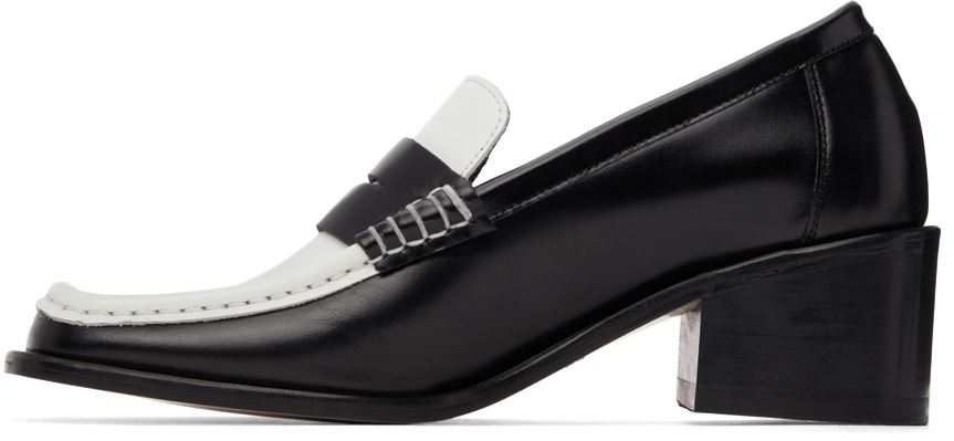 TheOpen Product Black & White Square Toe Loafers TheOpen Product