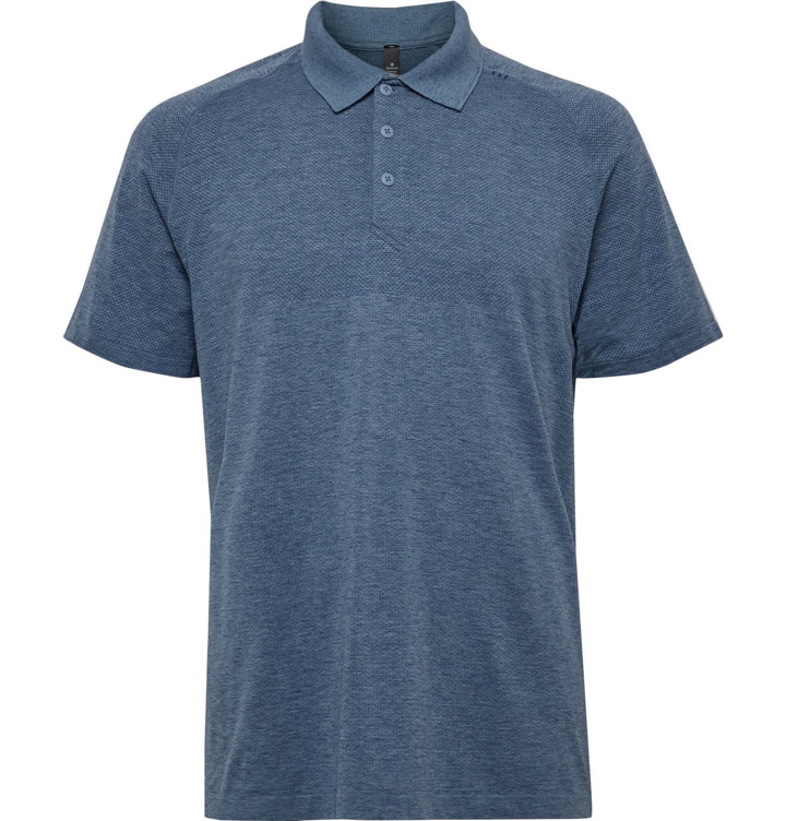 Photo: Lululemon - Metal Vent Tech 2.0 Mélange Stretch-Jersey Polo Shirt - Blue