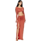 BALMAIN Orange Knotted Split Jersey Maxi Skirt