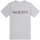 Alexander McQueen Men's Rainbow Logo Print T-Shirt in Light Grey/Mutli