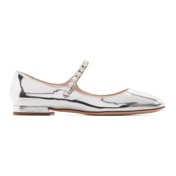 Metallic embellished discount flats miu miu