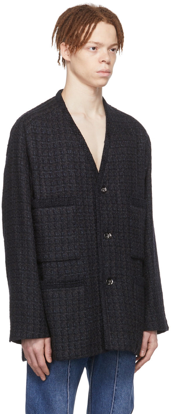 Cornerstone Navy Acetate Cardigan Cornerstone