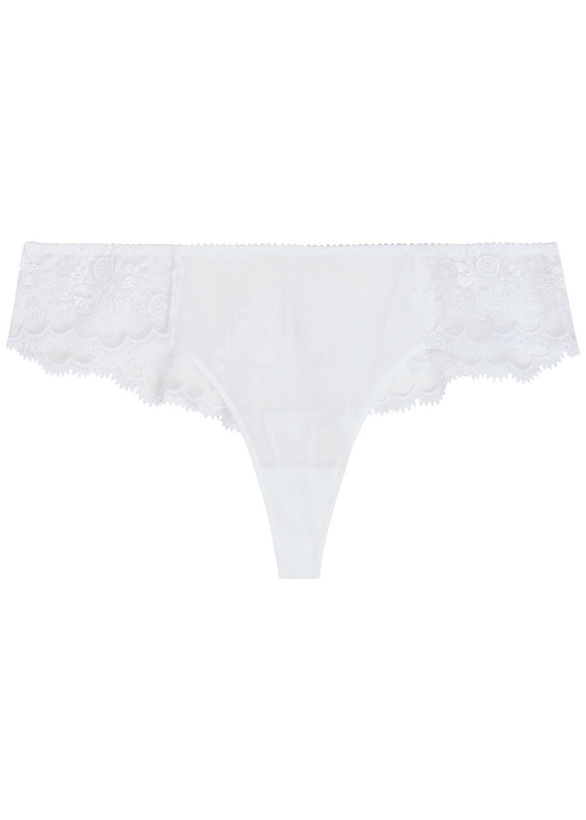 Photo: Simone PÉRÈLE Intrigue Tanga Embroidered Tulle Briefs White