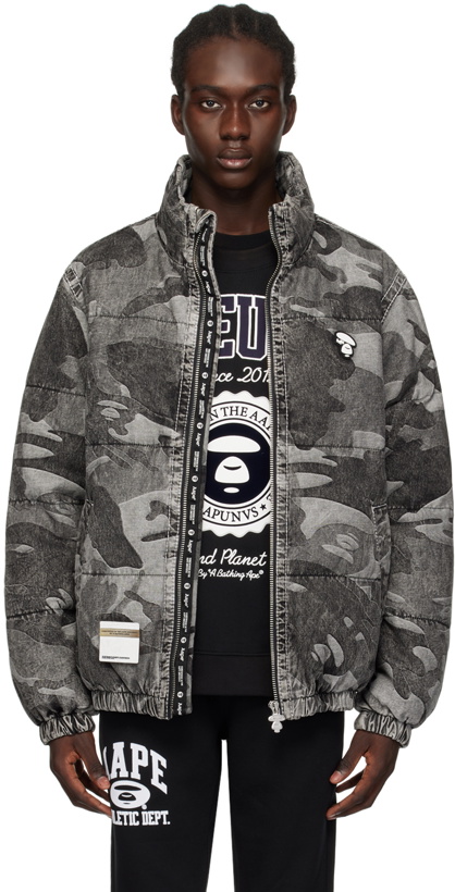 Photo: AAPE by A Bathing Ape Black Graphic Down Jacket