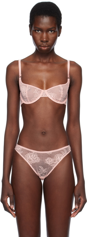 Photo: Fleur du Mal Pink Bouquet Lace Scooped Balconette Bra