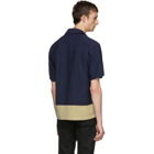 AMI Alexandre Mattiussi Navy and Beige Button-Up Shirt