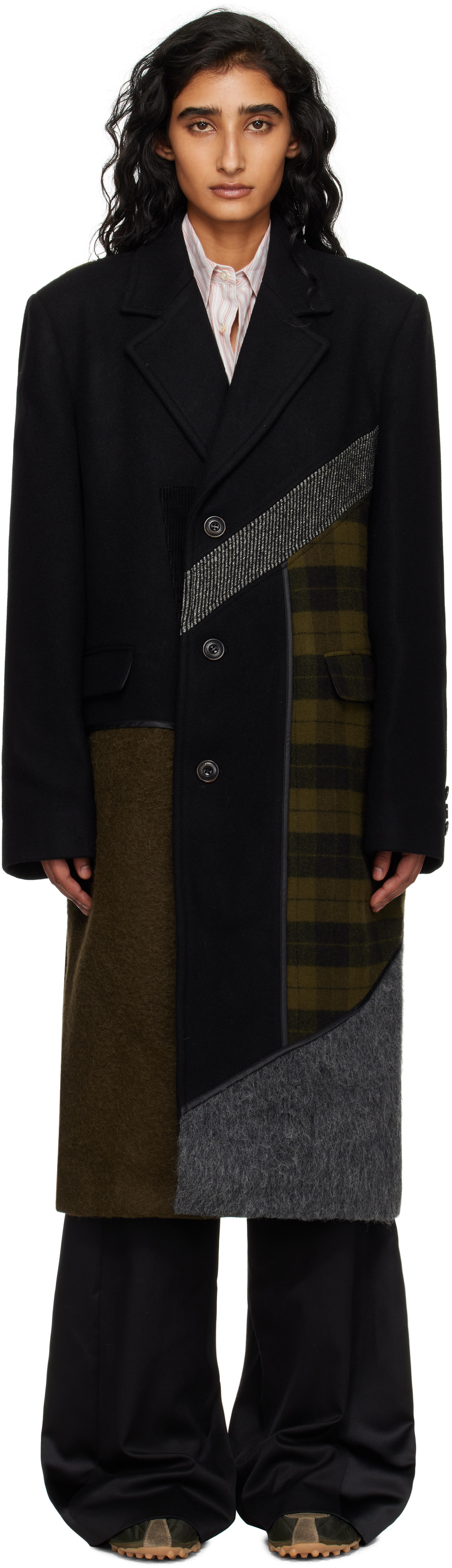 Andersson Bell Multicolor Patchwork Wool Coat