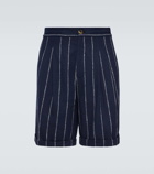 Brunello Cucinelli Chalk stripe linen, wool, and silk-blend shorts