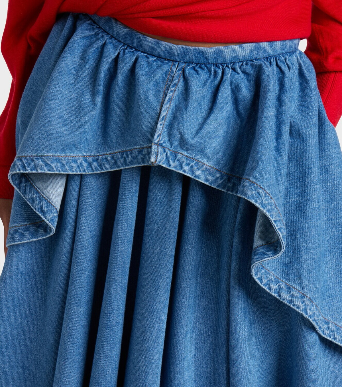 Loewe Asymmetrical denim midi skirt