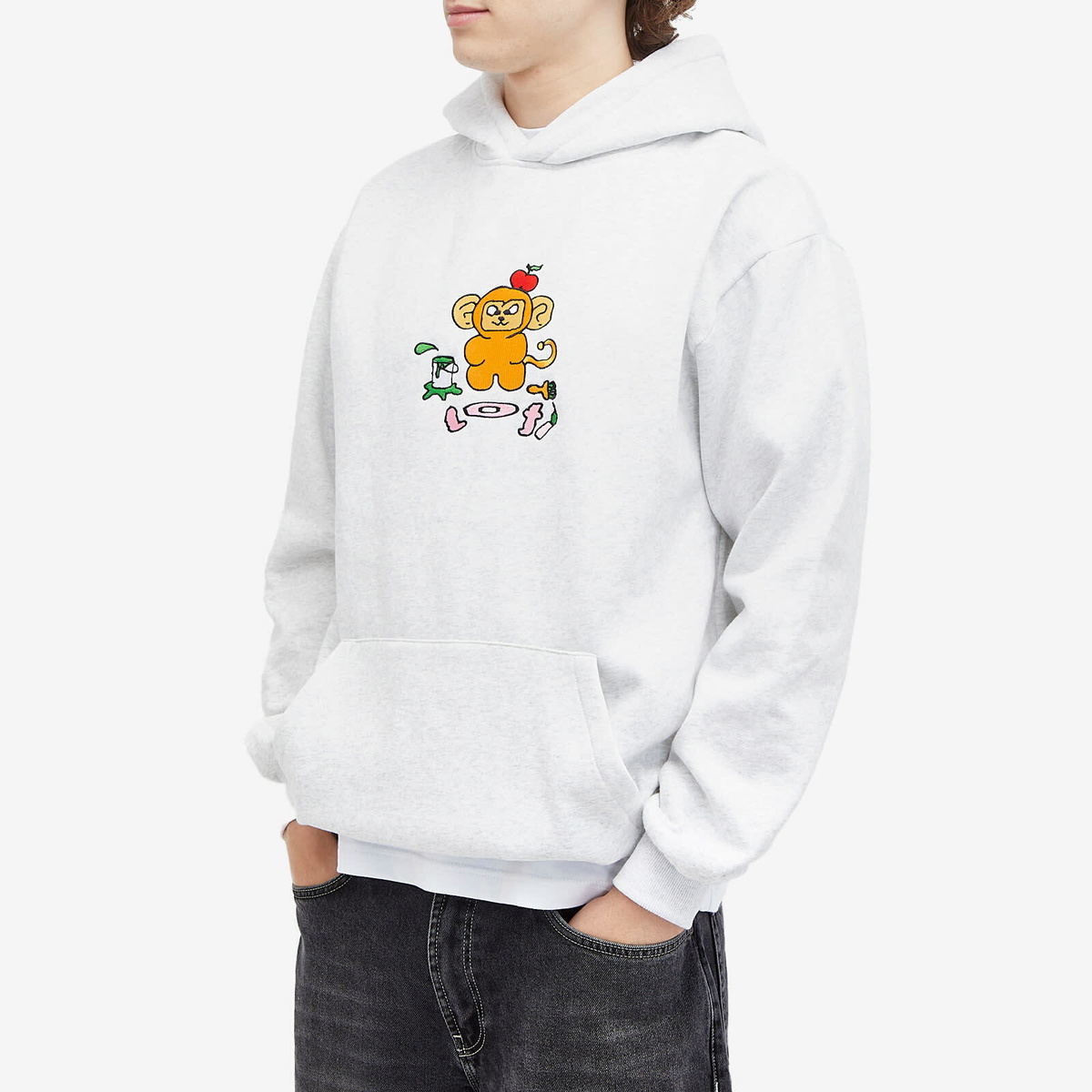 Lo-Fi Men's Art Monkey Hoodie in Ash
