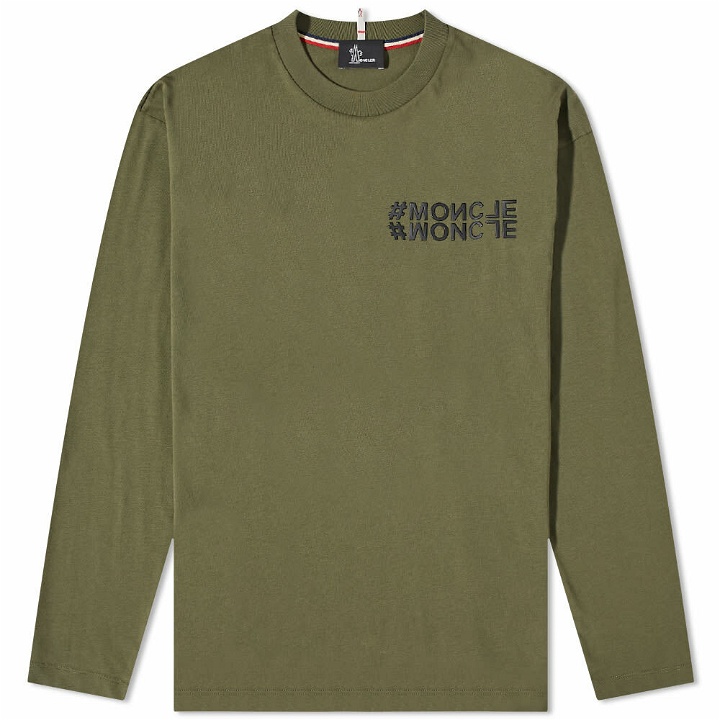 Photo: Moncler Grenoble Men's Long Sleeve Hashtag Logo T-Shirt in Green