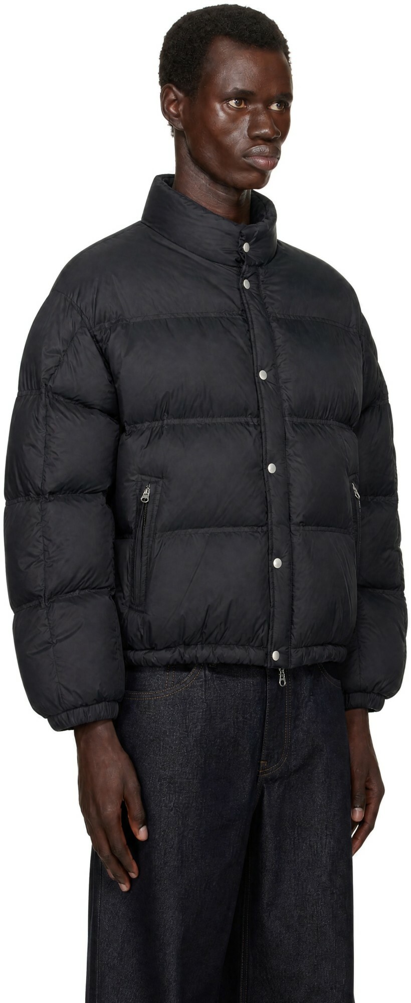 COOR Black Double Stitch Snap Button Down Jacket